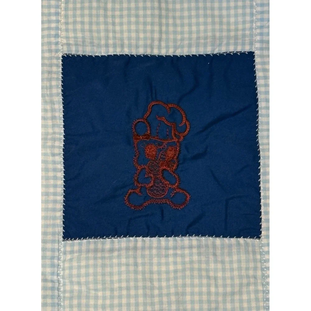 Baby Boy Patchwork Quilt Teddy Bear Blue Brown 32x32 Crib Stroller Blanket